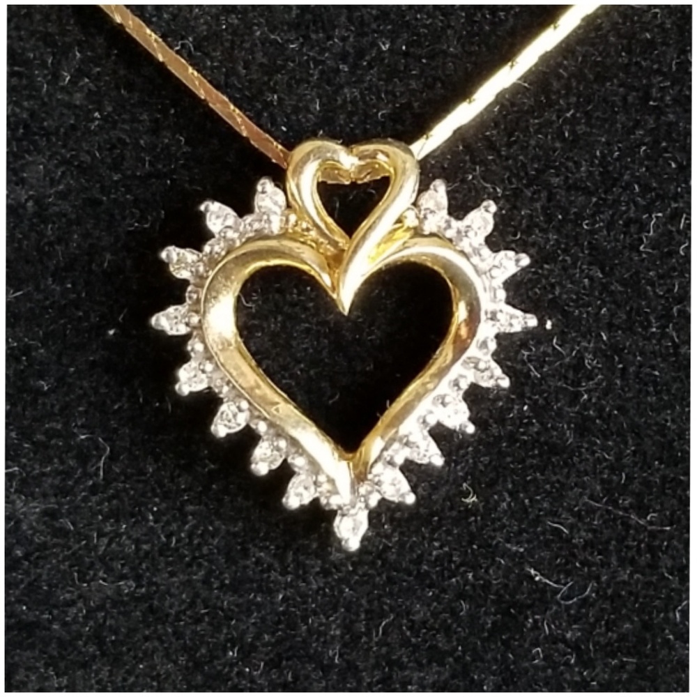 Genuine 10k Yellow Gold .60ct Diamond Heart Pendant